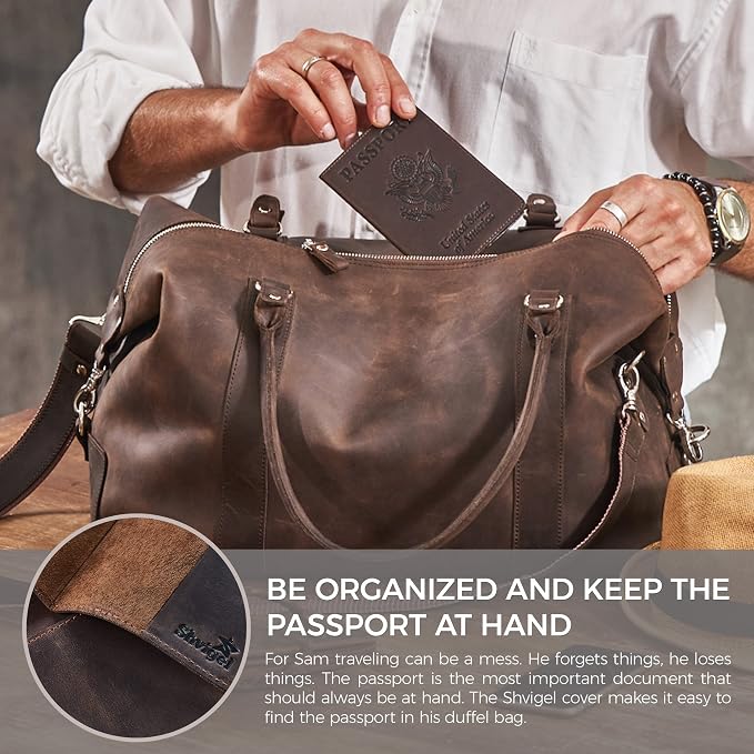 US Leather Passport Book Cover - Thin American Travel Passport Holder - Premium International USA Passport Protector Case for Women Men (Brown Vintage)