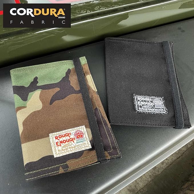 Rough Enough RFID Passport Holder, Travel Wallet for Family, Black | RFID blocking, Holds 4 passports & 3 Cards, Water-Resistant Cordura, Slim Compact Design, for Travel Documents Accessories