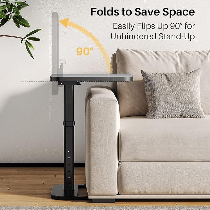 Adjustable Height TV Tray Table for Couch, Flip-Top Design | 19"-30" Height Range, 9-Position Lock System, Rounded Corners, Laptop Table, Snack Table, For Living Room & Bedroom