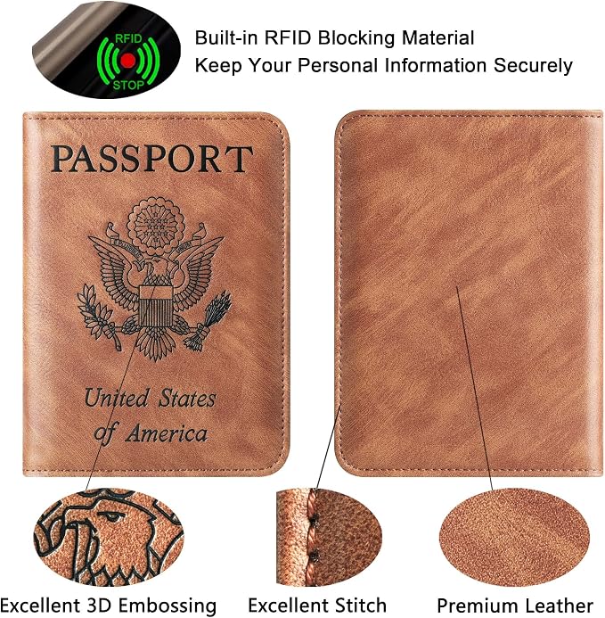LOHASLIFE Passport Holder for Travel Essentials, Passport Cover Wallet | Leather Rfid Blocking Card Case, Travel Accessories, Vacation Luggage Must Haves, for Men Women