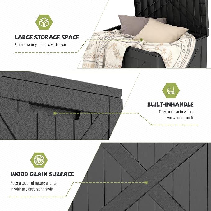 40 Gallon Outdoor Package Delivery Box with Lockable, Waterproof & Weatherproof Secure Parcel Drop Box for Porch, Resin Outside Storage Boxes(Black)