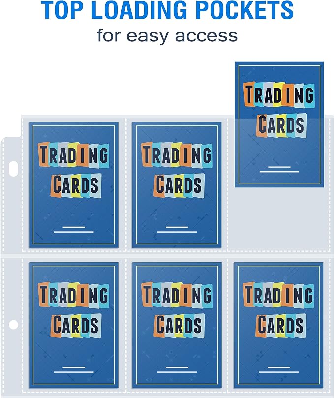 200 Pack 9 Pocket Page Protectors, Sooez Trading Card Sleeves for 3 Ring Binder, Baseball Cards Holder, Protective Pages Sheets for Binders Album, Fit for Collectible Games, Sports Cards