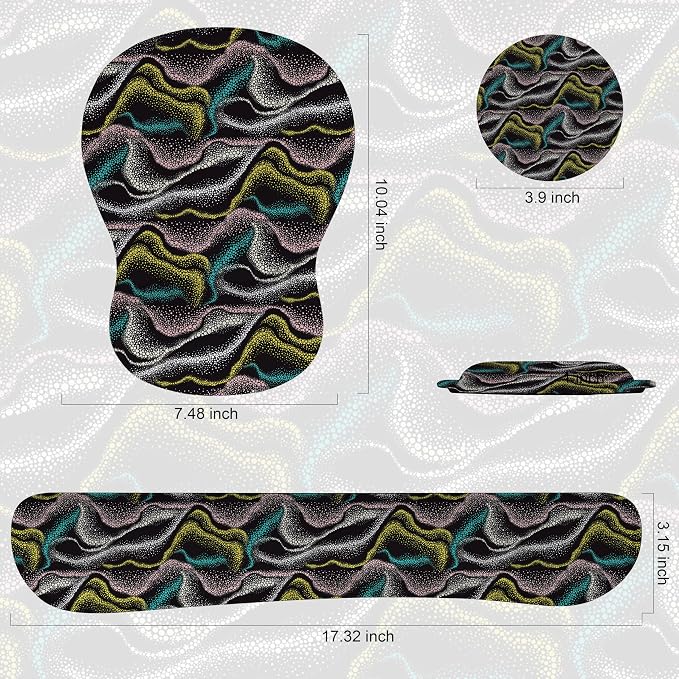 Wrist Rest Support for Mouse Pad Keyboard Set Circle Coaster Gaming Mouse Pad Ergonomic Gel Memory Foam Set for Computer, Laptop, Office, Pain Relief, Comfortably Typing New KM-41