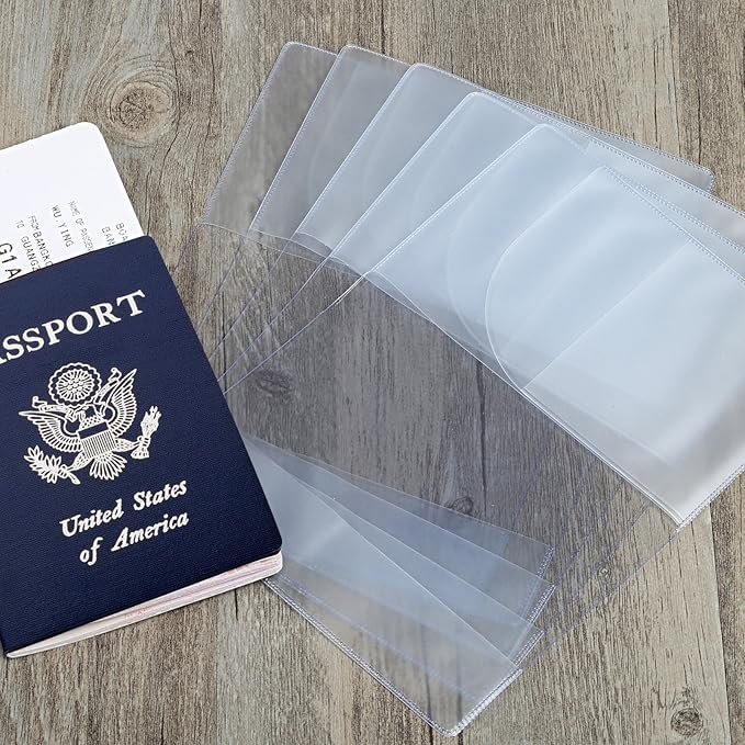 Passport Covers Protector Case for Travel, Clear, 5 Pack | Plastic Vinyl, Passport Holder for Travel Men Wowen