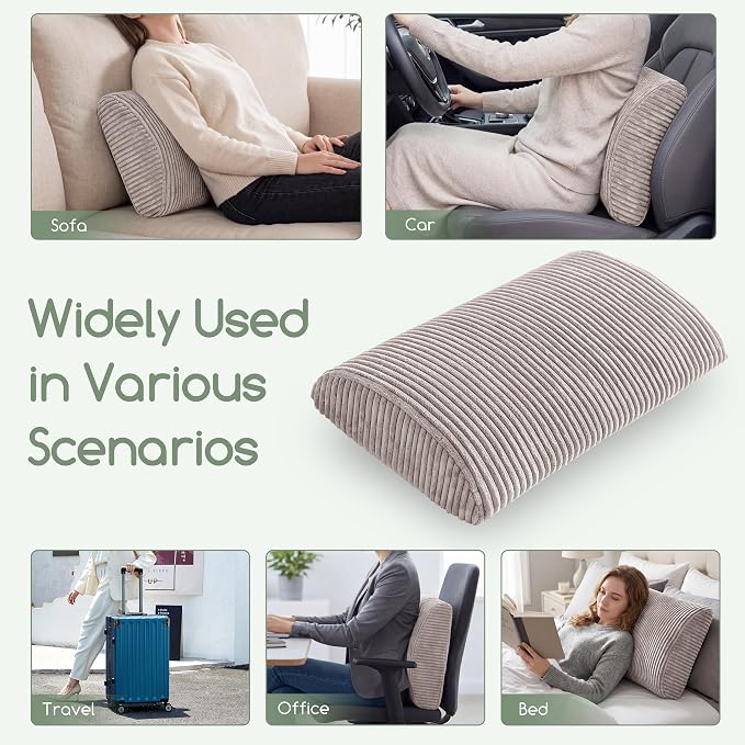HIGOGOGO Lumbar Support Pillow for Recliner Chair/Accent Chair/Couch, Large Memory Foam Back Support Cushion for Elderly, Recliner Cushions for Back Rest, Pain Relief, Reading, Washable Cover, Grey