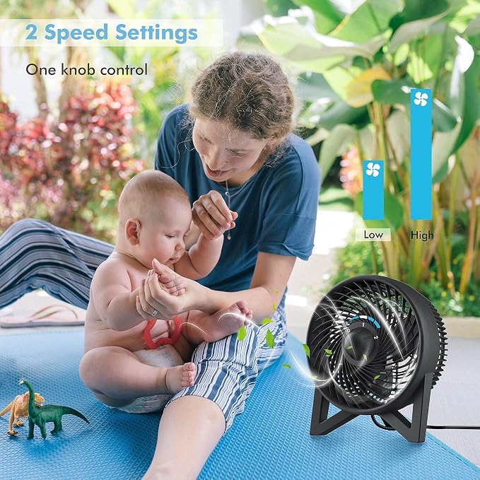 DR.PREPARE Desk Fan, 8 Inch Powerful Table Fan, Small Quiet Bedside Fan with 2 Speeds, Portable Personal Cooling Fan for Bedroom Sleeping Tabletop Office Home Kitchen Camping, Black