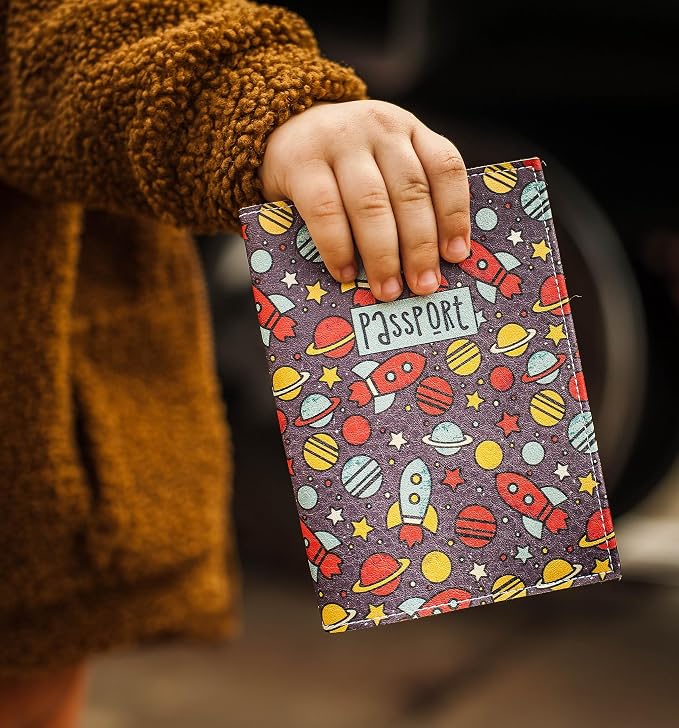 Passport Cover for Kids, Women and Men, Cute Travel Passport Holder (Dark Space)