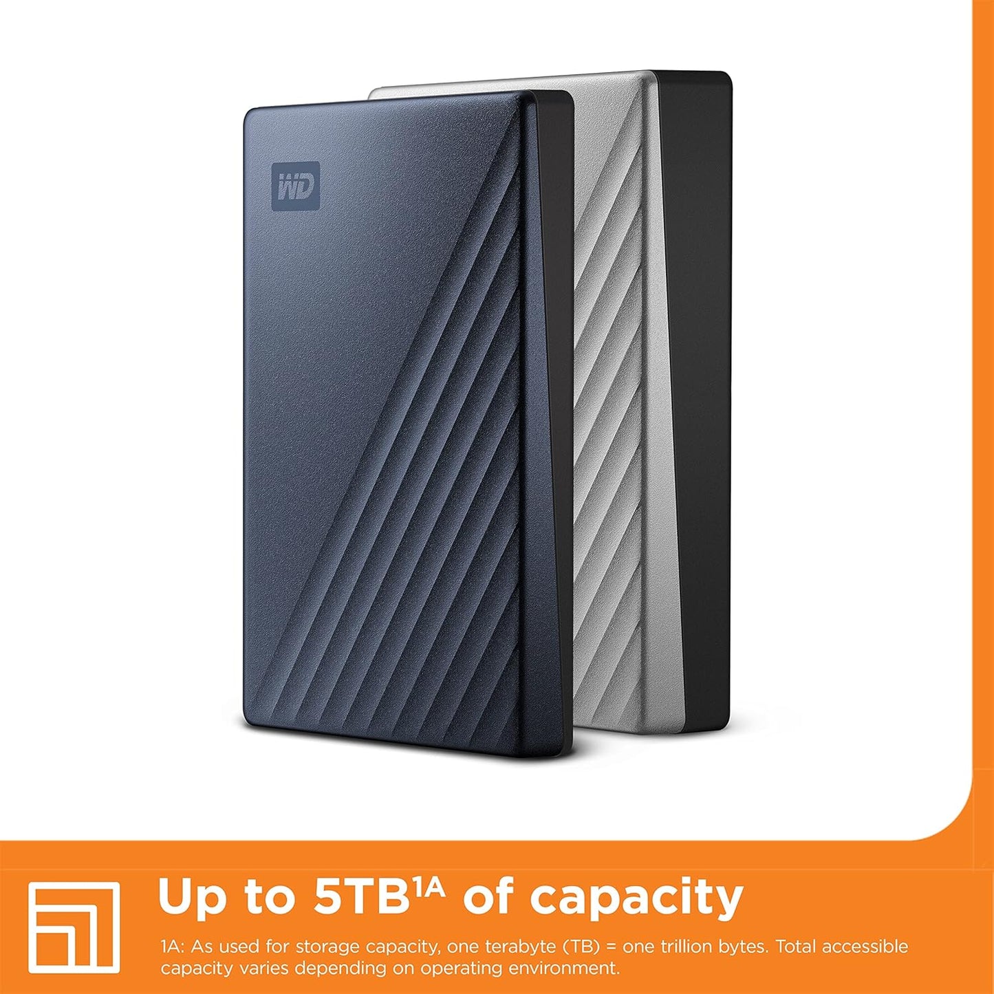 WD 2TB My Passport Ultra, Blue, Portable External Hard Drive, backup software with defense against ransomware, and password protection, USB-C and USB 3.1 - WDBC3C0020BBL-WESN