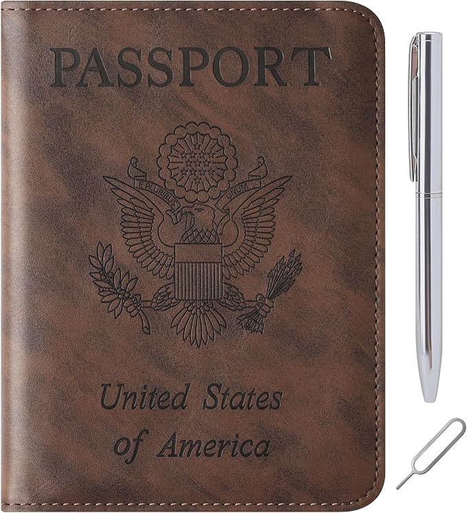 Passport Holder for Travel Essentials, RFID Passport Cover | Rfid Blocking Wallet, Synthetic Leather Case, Vacation Travel Accessories, For Women Men