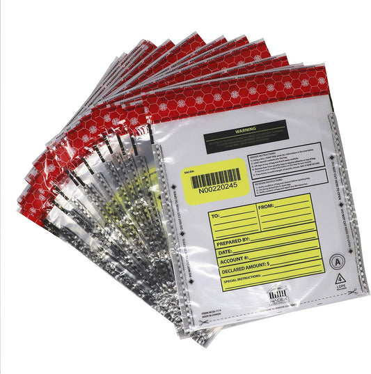 Nadex 9 x 12 Inch Tamper Evident Bank Deposit Bags with FRAUDSTOPPER Level 4 Security, 1000 Pack (Clear)