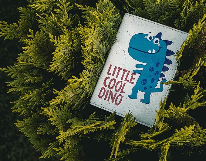Passport Cover for Kids, Women and Men, Cute Travel Passport Holder (Little Cool Dino)
