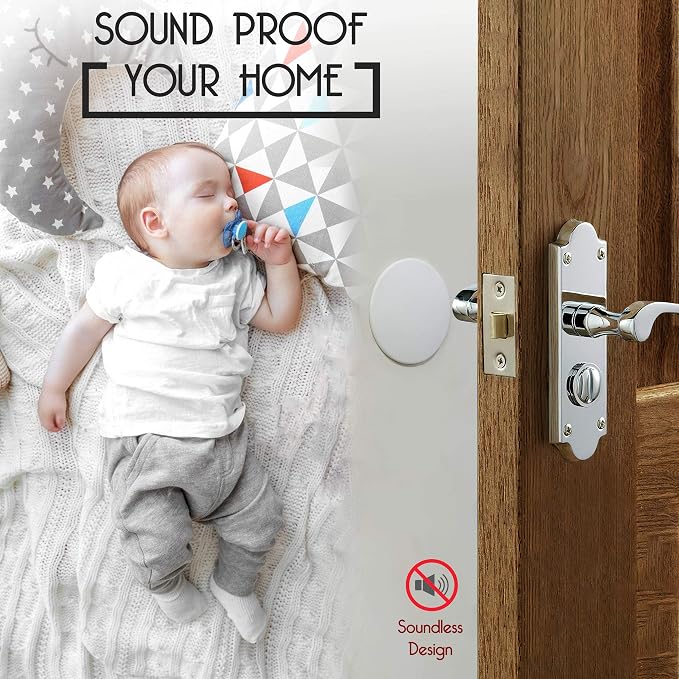 Door Stoppers - Large 3.15" (8 Pack) - Door Stoppers for Wall with Strong Back Adhesive - Quiet and Shock Absorbent Silicone Wall Protectors from Door Knobs - Protects Every Surface - White