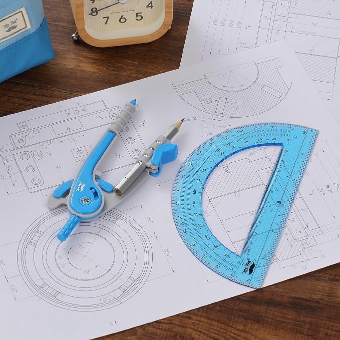 Mr. Pen- Bulk Geometry Compass and Protractor Set, 12 Sets, 6 Inch | Bulk Drawing Tool for School, Clear Plastic, Easy Grip, Precision Design for Math, Art, Drafting, Architecture