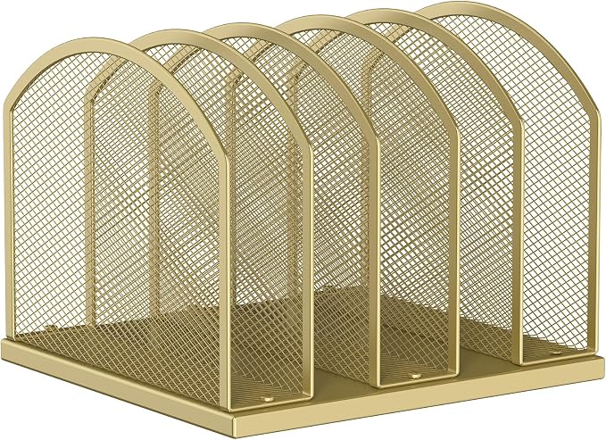 Gawerk 5-Section Vertical Desktop Organizer, 5-Section Mesh File Folder Stand Sorter for Office Home Classroom Organization