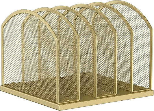 Gawerk 5-Section Vertical Desktop Organizer, 5-Section Mesh File Folder Stand Sorter for Office Home Classroom Organization