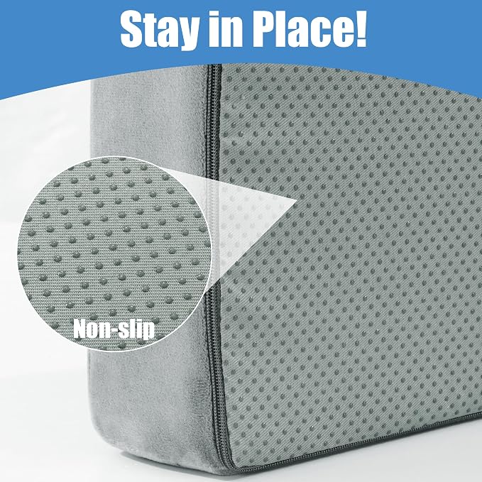 HOMBYS Recliner Seat Cushion with Lumbar Support Pillow and Adjustable Headrest, Medium Firm Foam Filling Chair Pad and Back Support, Non-Slip Design for Comfort and Pressure Reduce, Gray