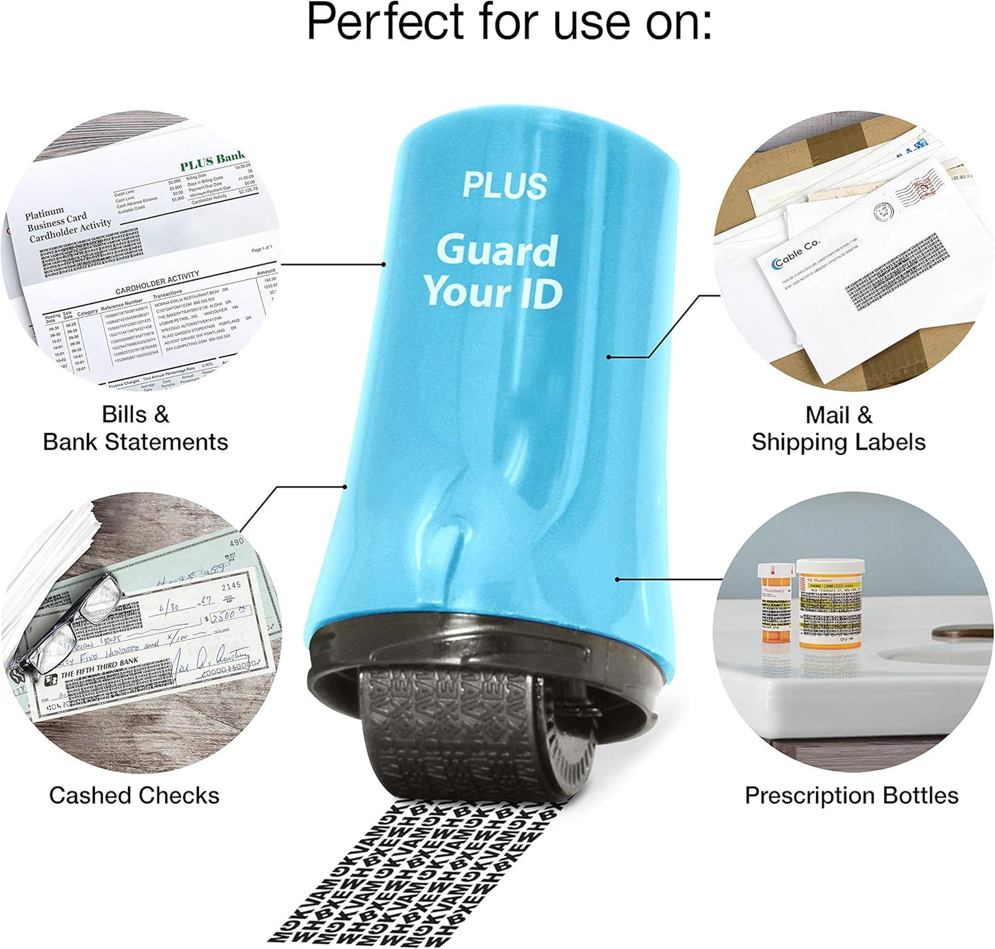 Guard Your ID Advanced 2.0 Roller 3-Pack for Identity Theft Protection, Confidential Security Stamp Mixed Color Kit (Turquoise, Green, White)