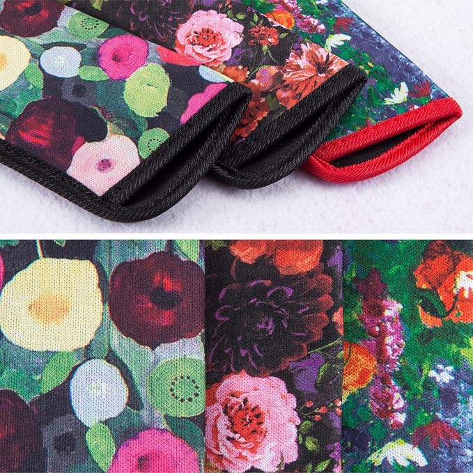 TRIUMPH VISION Reading Glasses Pouch Eyeglass Sleeve Soft Case Slim 3 Pack | Alternative to Bulky Case Lightweight，Neoprene Lined Padded Protect Optical lens Slip in, Cute Pattern Portable for Daily Use