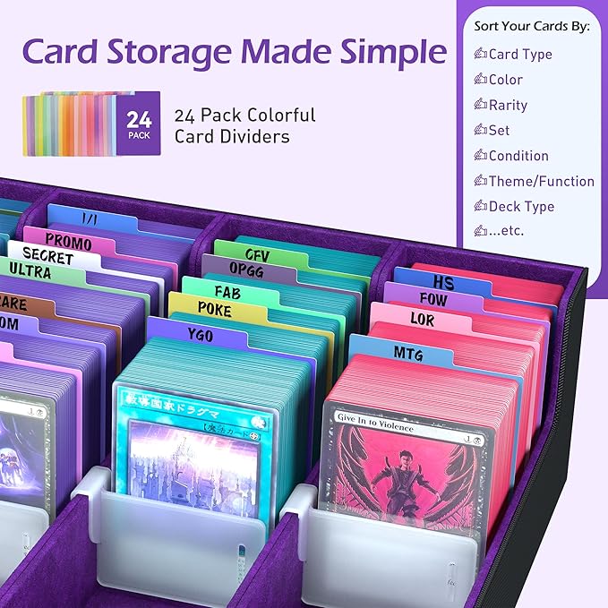 4-Row【3200+】 Trading Card Storage Box, Card Organizer Holder With 24 Dividers, Case Fit for Mtg Tcg Magic Commander Deck Playing Cards, Deck Box for Sport Card