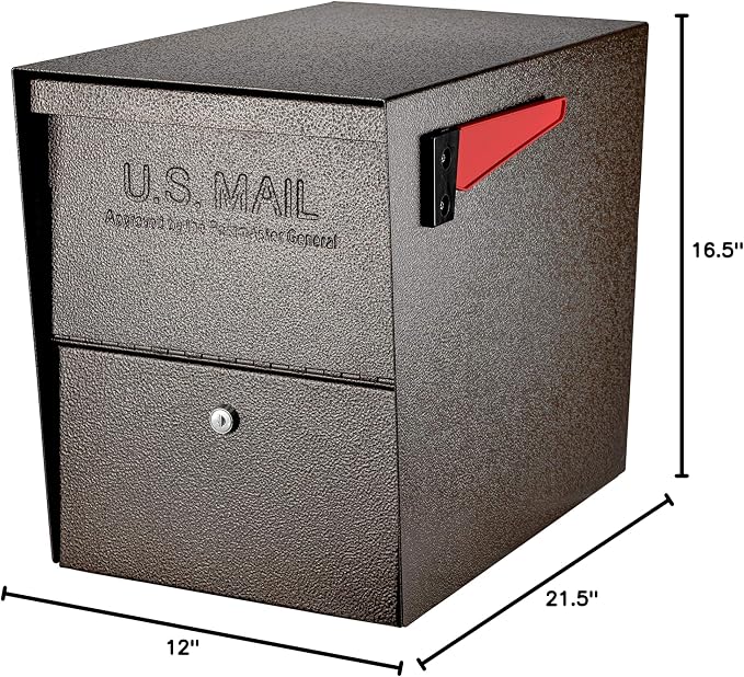 Mail Boss Security Mailbox, Bronze 7208 Package Master Curbside Locking 21.5 in. x 16.5 in. x 12 in.