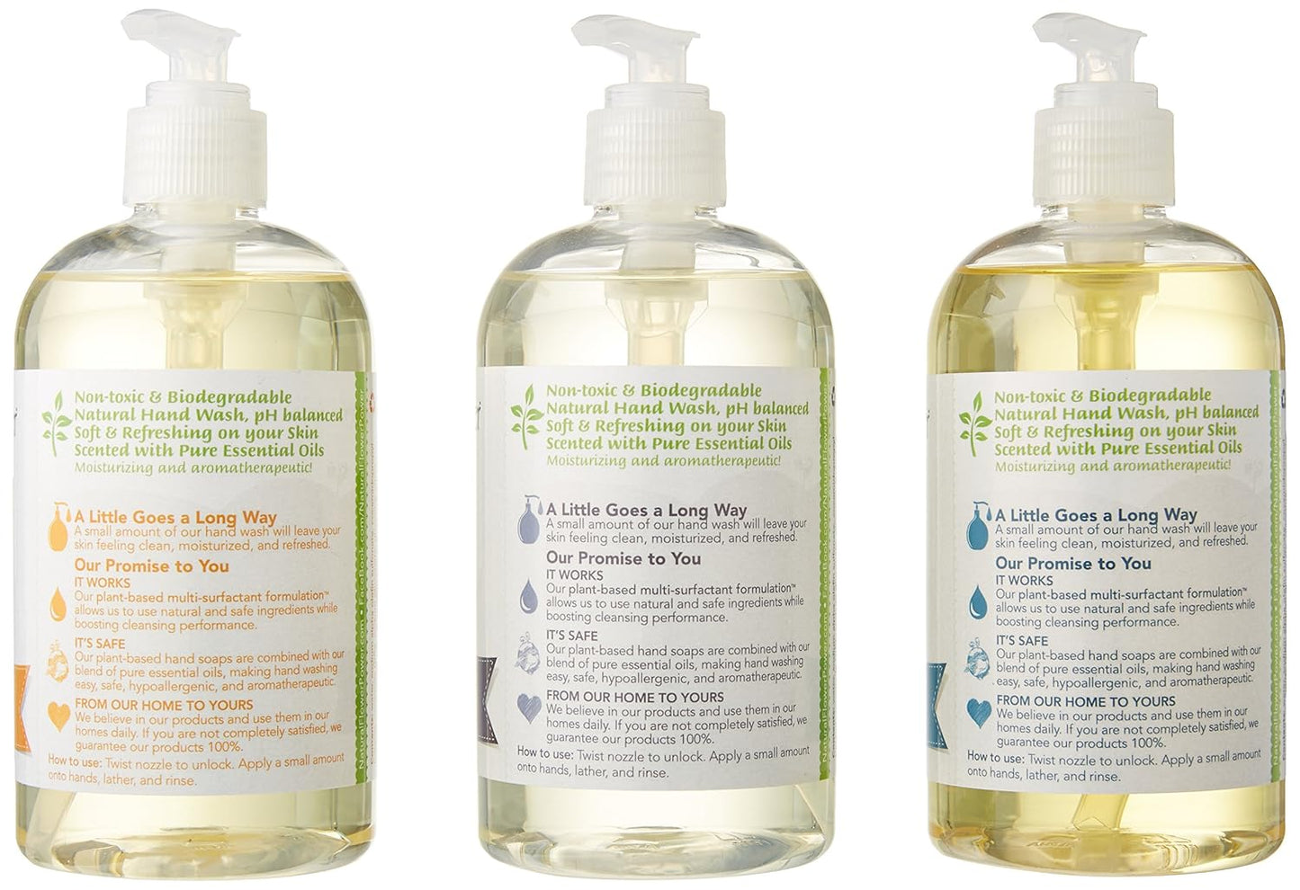 Liquid Hand Soap – Plant-Derived and Bio-Based Formula – Sulfate-Free, pH-Balanced, Vegan – Variety Pack: Lavender + Lemongrass + Peppermint & Lemon – 3 x 12 oz