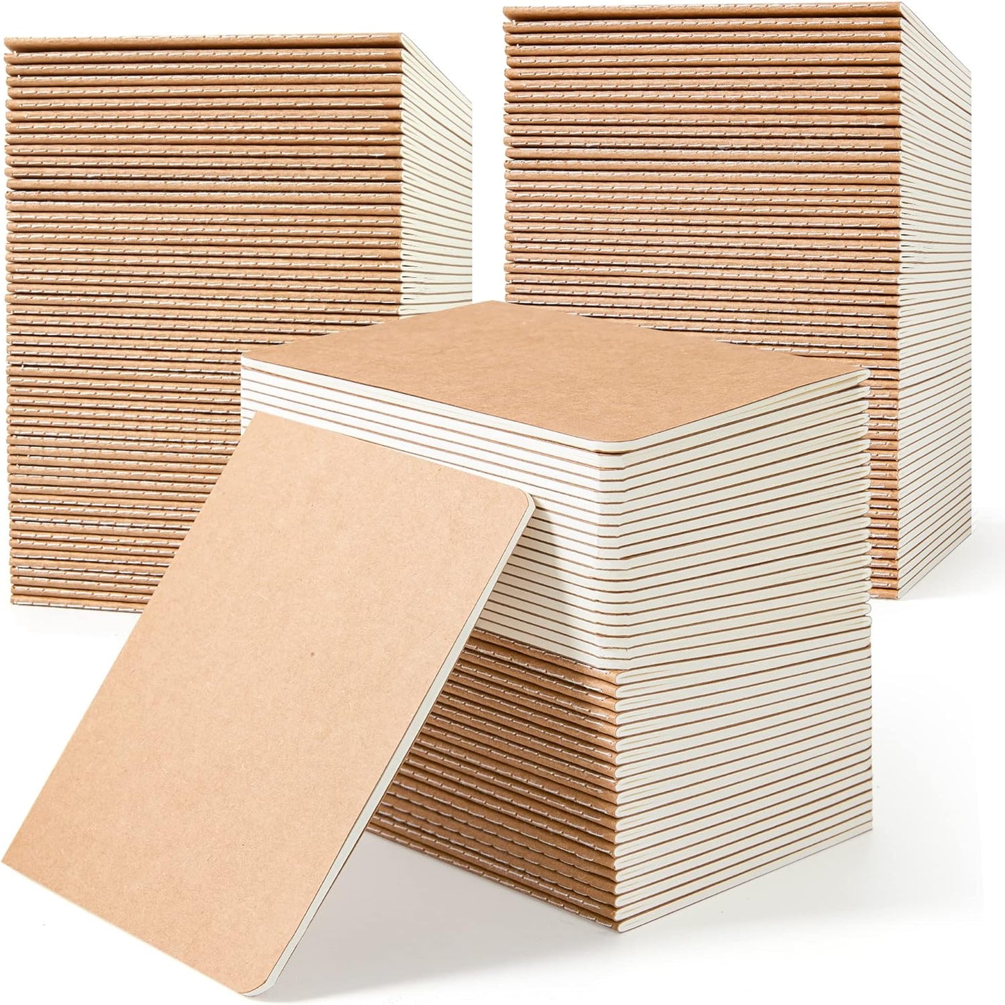 feela 170 Pack Blank Kraft Notebooks, Unlined Sketchbook Mini Cute Note Pad for Drawing Writing, Journal Bulk For Kids Students Office School Supplies, A6, 48 Pages, 4.25” X 5.5”, Brown