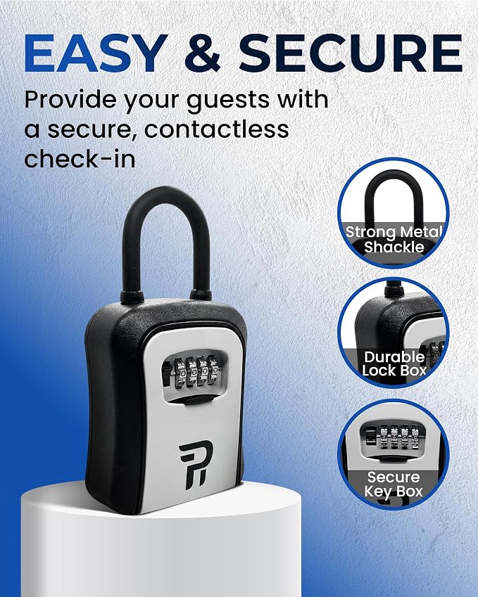 Key Lock Box for Outside – Large Outdoor Lockbox for Keys with Code, 4-Digit Combination Hidden Safe to Hide a Key Outside, Portable Safe Key Storage, 6.7 in, 1 Pack