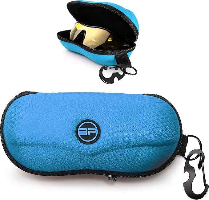 BLUPOND Sunglasses Case Semi Hard EVA Shell with Metal Hanging Hook Belt Clip Sun Glasses Storage