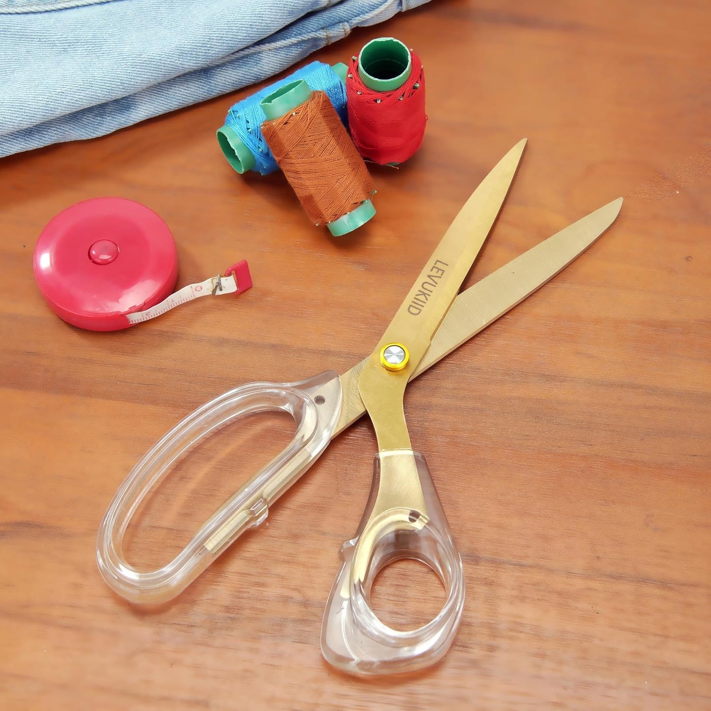 9 Inch All Purpose Scissors for Adults - Ins Style Clear Handle, 2Cr13 Stainless Steel Sharp Blade - Ideal for Fabric Crafts, Tailor's Shears - All-Purpose Fabric Scissors, Crafting & Office
