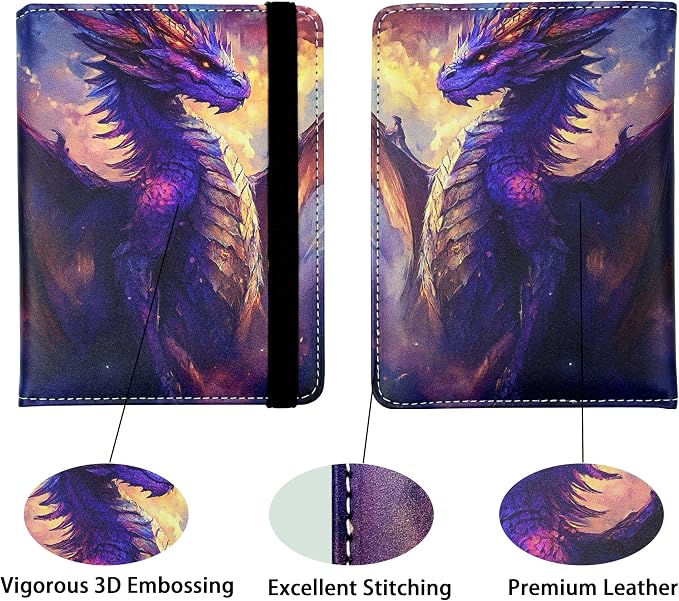 Dragon Passport Holder for Women and Men PU Leather Passport Cover for Travel