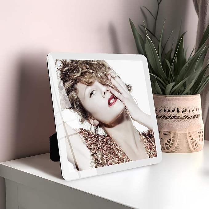 Bluesun 8×8 Picture Frame White, Vertical & Horizontal Wall & Tabletop | 8×8 White Photo Frame with Tempered Glass & Rounded Corners, Hanging for Home & Family, Living Room Bedroom Hallway Office