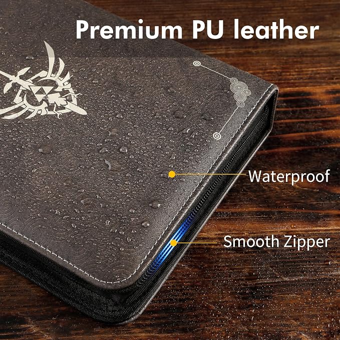iofeiwak Mini Amiibo Card Display Album, Brown, 0.82x1.22 inch, Faux Leather, Waterproof, 20 Sleeves Included