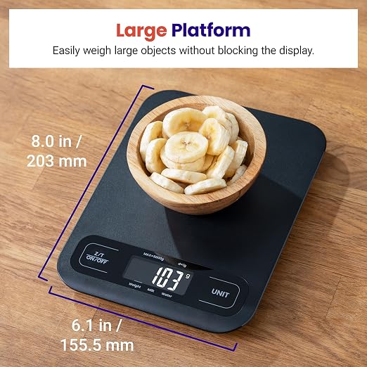 Etekcity Food Kitchen Scale, Digital Grams and Ounces, Large | Tare function, ideal for baking, weight loss, keto, meal prep, packages, liquids and jewelry, Black