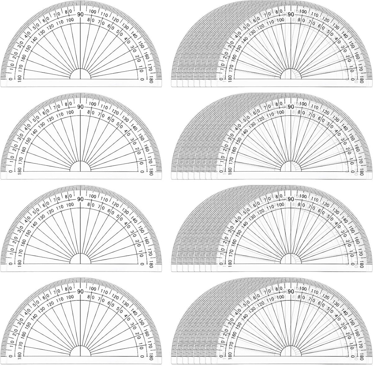 Zonon 100 Pcs 4 Inch Clear Plastic Protractor Bulk Math Protractors Set 180 Degrees Geometry Drafting Tools for Classroom Industry Office Back to School Supplies