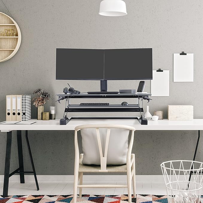 Ergotron – WorkFit-TL Standing Desk Converter, Dual Monitor Sit Stand Desk Riser for Tabletops – 37.5 Inch Width, Black