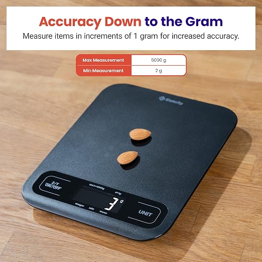 Etekcity Food Kitchen Scale, Digital Grams and Ounces, Large | Tare function, ideal for baking, weight loss, keto, meal prep, packages, liquids and jewelry, Black