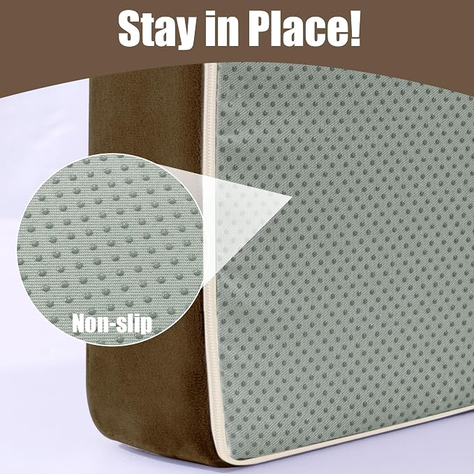 HOMBYS Recliner Seat Cushion with Lumbar Support Pillow and Adjustable Headrest, Medium Firm Foam Filling Chair Pad and Back Support, Non-Slip Design for Comfort and Pressure Reduce, Brown