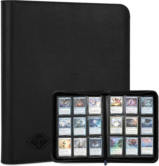 TiopLior Zip MTG Card Binder with 432 Side Loading Pocket - fits TCG Baseball Football Sports Cards - Easy to Insert Collection Binder - Black