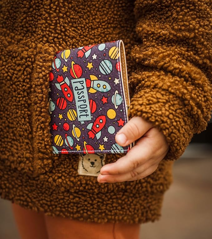 Passport Cover for Kids, Women and Men, Cute Travel Passport Holder (Dark Space)