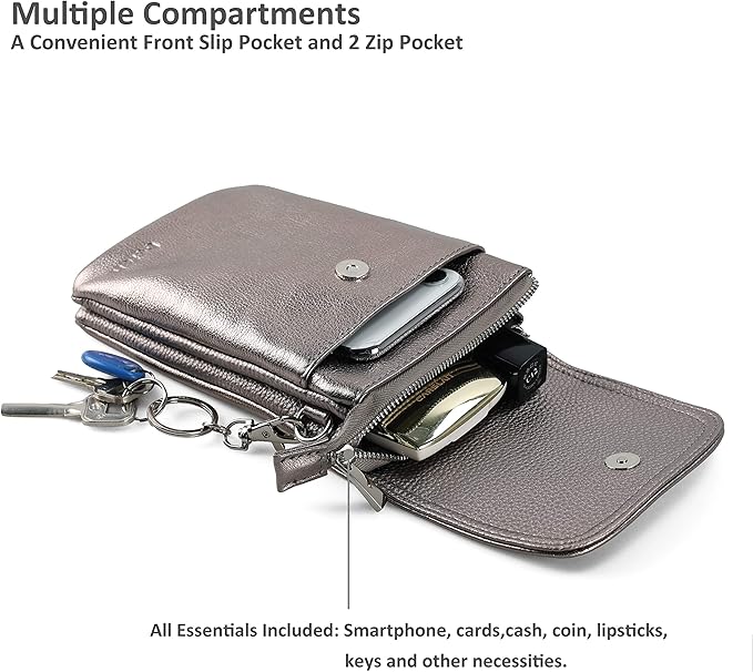 befen Genuine Leather Small Crossbody Bags for Women Cell Phone Travel Bag | Soft Real Leather, Adjustable Shoulder Strap, Card Slots, Compact Size, Daily Travel Shopping Outing Use, Phone Purse