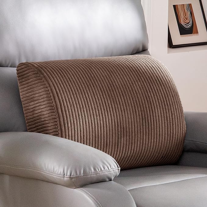 HIGOGOGO Lumbar Support Pillow for Recliner Chair/Accent Chair/Couch, Large Memory Foam Back Support Cushion for Elderly, Recliner Cushions for Back Rest, Pain Relief, Reading, Washable Cover, Brown