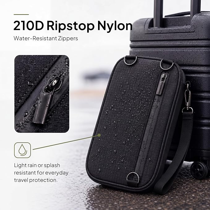 Crossbody Family Passport Holder for 4 with Tracker Slot | RFID Blocking, Holds 4 passports and 8 cards. Crossbody and wristlet carry modes in water-resistant 210D nylon.