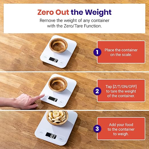 Etekcity Food Kitchen Scale, Digital Grams and Ounces, Large | Tare function, ideal for baking, weight loss, keto, meal prep, packages, liquids and jewelry, White