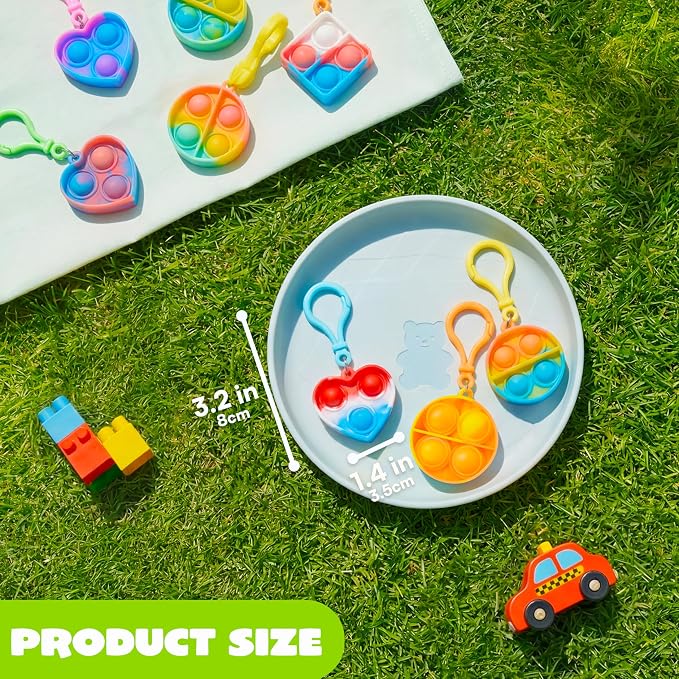 JOYIN 30 Pcs Mix Pop Fidget Keychain, 30 Pack Pop Fidget Toys Bulk Party Favors for Kids, Goodie Bags Stuffers End of Year Back to Student Gifts Classroom Prizes Birthday Sensory Toys