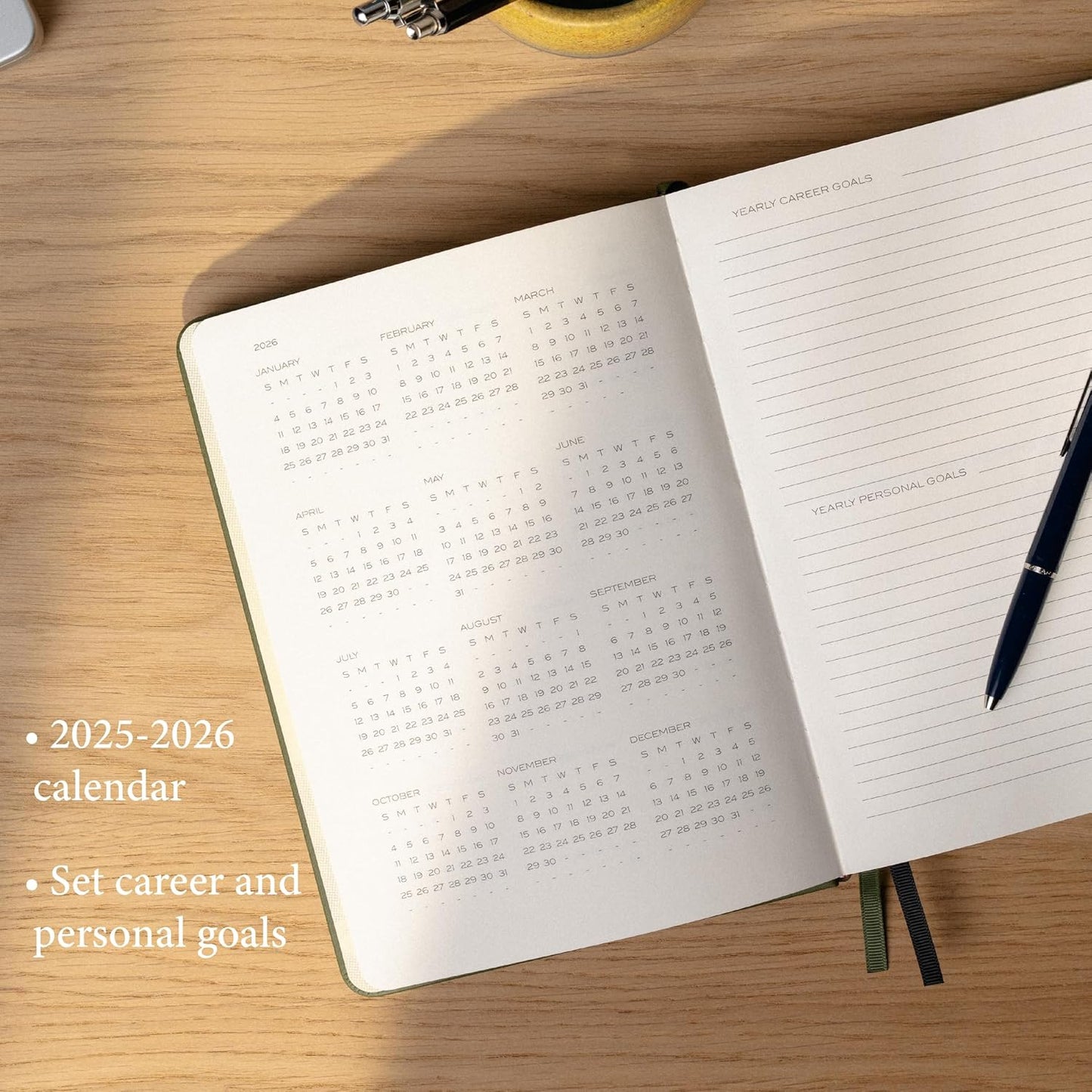 Anecdote 2026 Planner: 52 Week Daily Planner, Yearly, Monthly & Weekly Workflow for Planning Your Success – Vegan Leather Hardcover, Start Anytime & Achieve your Goals - Ocean Blue