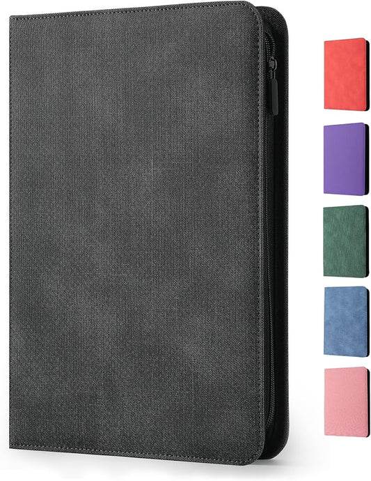 Card Binder 9 Pocket - Premium Card Collection Binder for 360 Cards, Durable Side-Loading Card Album with Zipper, Perfect for TCG, MTG, and Sports Cards, Black