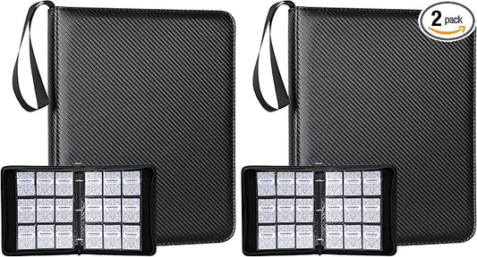 Card Binder – 720 Capacity, Zippered Trading Card Holder for MTG, Sports & Collectible Cards – Acid-Free, Durable & Travel-Friendly Storage (Black, 9 Pocket) (Pack of 2)