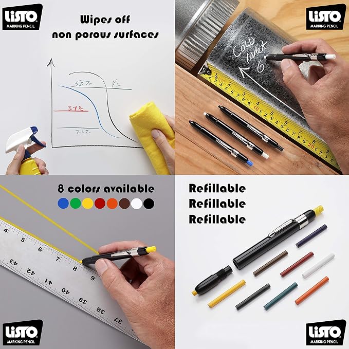 Listo 1620 - Box of 12 - YELLOW COLOR - China Markers/Grease Pencils
