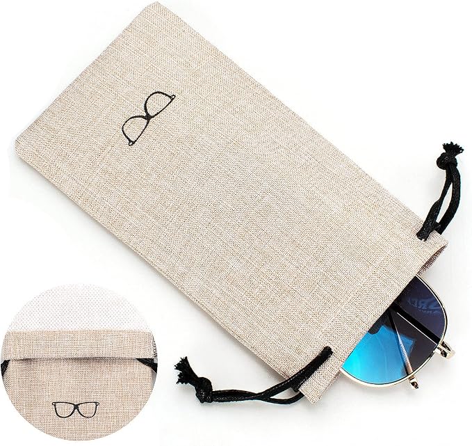 Vemiss Hard Shell Sunglasses Case, Large Linen Fabric Protective Glasses Case for Men Women