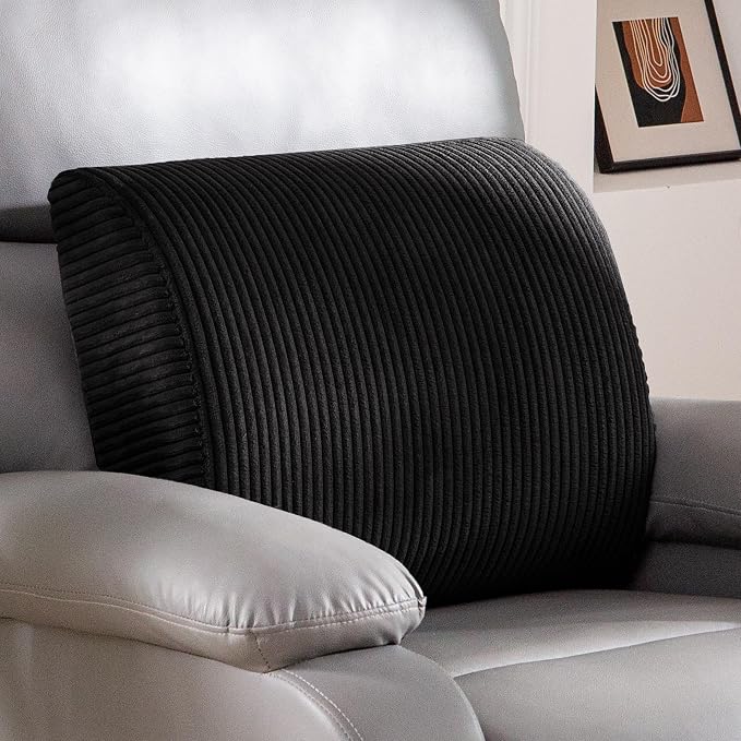 Lumbar Support Pillow for Recliner Chair/Accent Chair/Couch, Extra Large Memory Foam Back Support Cushion for Elderly, Recliner Cushions for Back Rest, Pain Relief, Reading, Washable Cover, Black